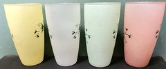 4 Vintage Anchor Hocking Frosted Dogwood Tree Flower Drinking Glass 5.5″ 14oz