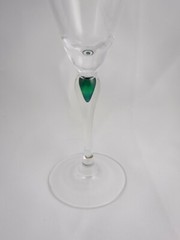 Lot of 6 Cristal d’Arques Crystal Venise Emerald Green Champagne Flutes