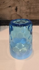 Vintage Set of 5 EAPG Dugan Coinspot Inverted Thumbprint Glasses Turquoise Blue