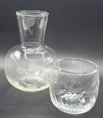 Tumble Up Bedside Water Carafe & Tumbler Cup Set Clear Glass 12 Ounce