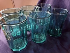 Luminarc Working Collection Teal Aqua Tumblers 10-panel France 5.3in Set of 6