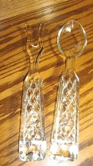 Vtg Large Elegant Crystal Cut Glass Salad Serving Spoon& Fork Set Home Decor 597