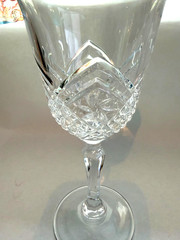 Vintage Heavy Crystal Wine Goblets Set of 4 Faceted Stem Geometric Clear 6.25″