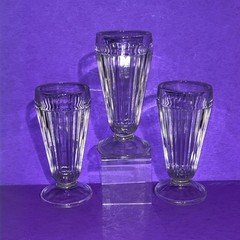 3 VTG JEANETTE Soda Fountain Ice Cream Sundae Parfait Milk Shake Glasses RIBBED