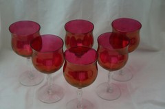 West Virginia Glass Specialty Rose Lustre (6) Water Goblets, 6 5/8″