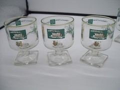 Vintage Libbey Southern Comfort Riverboat Steamboat Set Of 5 Footed Glasses