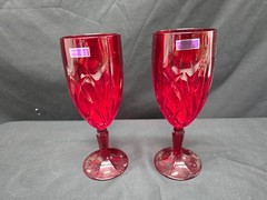 WATERFORD BROOKSIDE RED Iced Tea Beverage Glasses Set of 2 New