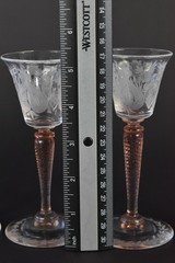 Steuben Crystal Rosa Stemware Cira 1920s Set Of 6 Van Dyke Red Wine Glasses