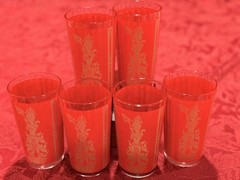 Vintage Culver Thai Goddess 22k Gold Decorated Highball Glasses Set Of 6 Ex Con