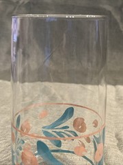 Vintage Floral Juice Glass Pink Blue Flower Tumbler Retro Barware
