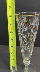 Vintage Gold Gilt Etched Champagne Flutes Set 6 Elegant Floral Glasses