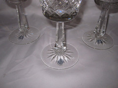 GALWAY CRYSTAL Clifden Cut Base Water Glass Goblets original Labels 7 3/4″ H