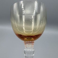 Saint Louis France Crystal Wine Glass Amber Gold Bowl Tall Stem Replacement 9in