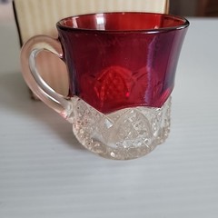 Vintage Flashed Ruby Glass Souvenir Mug George Huffman Engraved