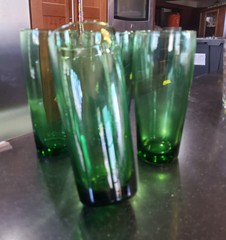 Set Of 4 Vintage Anchor Hocking Forest Green 6.5″ Straight Side Tumblers