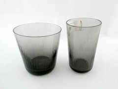 Hermes Glass Quadrige Gray Old Fashioned and Small Tumbler A+ EXCELLENT Glasses