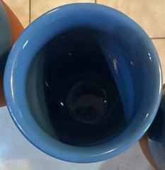 Astral Tequila Terracotta Tumblers Blue Glazed Top/Inside 4.75″ Tall; Set of 5