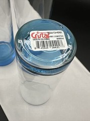Vintage Cristar Glasses Tumblers Heavy Blue Bottom 12 oz 6″ T Made In Columbia
