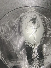 Tiffin Elegant Glass Classic Dancing Nude Cameo Cup Compote Etched Excellent VTG