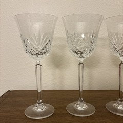 Set Of 3 – Mikasa Crystal Larchmont Water Goblet Wine Glasses 8 3/8″ Tall EUC