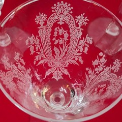 Tiffin Fransiscan Seven 8.25 inch Stemed 6 Ounce Goblet Blue Bell Etch
