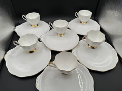 12-piece QUEEN ANNE (England) 5110 Bone China Snack Plate &Cup Set,Service for 6