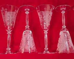 Tiffin Fransiscan Seven 8.25 inch Stemed 6 Ounce Goblet Blue Bell Etch