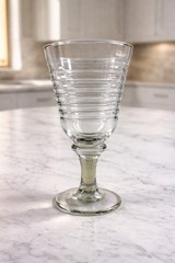 Vintage Libbey Sirrus Ribbed Ring Water Goblets Clear Stemmed Glasses Set of 2