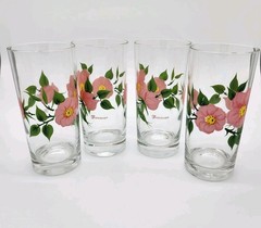 Franciscan Desert Rose 14 Oz Tumbler6 1/4″ Green Stems Set of 4 (EXCELLENT!)