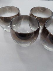 Lot 4 Vtg Dorothy Thorpe Glasses Roly Poly Barware Silver Ombre Fade MCM Retro