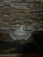 J.G. Durand Cristal d’Arques Romance Frosted Flower 3-Footed Crystal Bowl