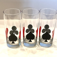 3 VTG Libbey Suits Cards Diamond, Club, Heart, Spade Barware Glasses Tumblers