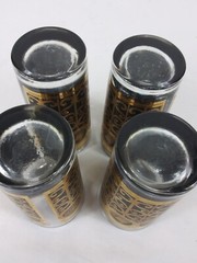 4 MCM Libbey Prudential Rock Of Gibralter 24K Gold & Black Highball Glasses 12oz