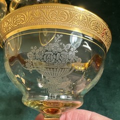 6 Champagne/Sherbet Athens Diana Gold Yellow, Gold Encrusted Tiffin-Franciscan