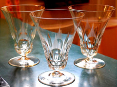 Vintage MIKASA PALM COURT Set 3 ICED TEA Glasses CUT & ETCHED CRYSTAL