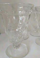 5 Fostoria Colony Crystal 9oz Footed Tumblers Swirled Pattern Discontinued 70s