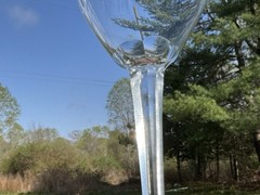 Set Of 2 Kosta Crystal Wine Glass Goblet Etch “Svenska No.185” Swedish 1920s-30s
