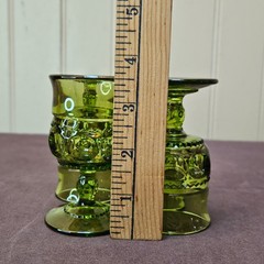 4 Indiana Glass Stemmed 2 Oz Shot Glasses 3.5” Avocado Green Kings Crown Thumb