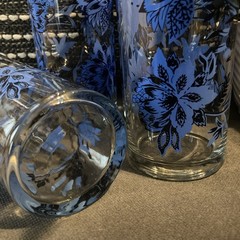 Vintage Libbey Royal Norfolk Blue Floral Ice Tea Collins Glasses Set of (4)