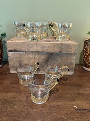 Vintage Libbey Gold Greek Key Continental Coffee Tea Cup Set of 8 MCM