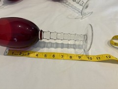VTG Set Of 3 Home Essentials Imperial Ruby Red Goblets Stacked Stem Hand Blown