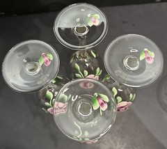 Cristal D’Arques Angelique 7.87” Wine Glasses Twisted Stem Hand Painted Rose 4