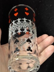 Set Of 3 Vintage MCM Playing Cards Suits Highball Poker Bridge Glass Tumblers
