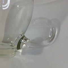 Clear Glass Punch Tea Cups Unique Handle Vintage Mid Century Set Of 6