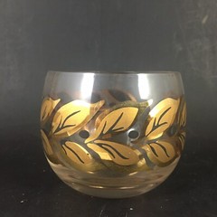 Vintage CERA Glass Clear Roly Poly 60’s Bar Glass 22K Gold Trim Service Cup USA