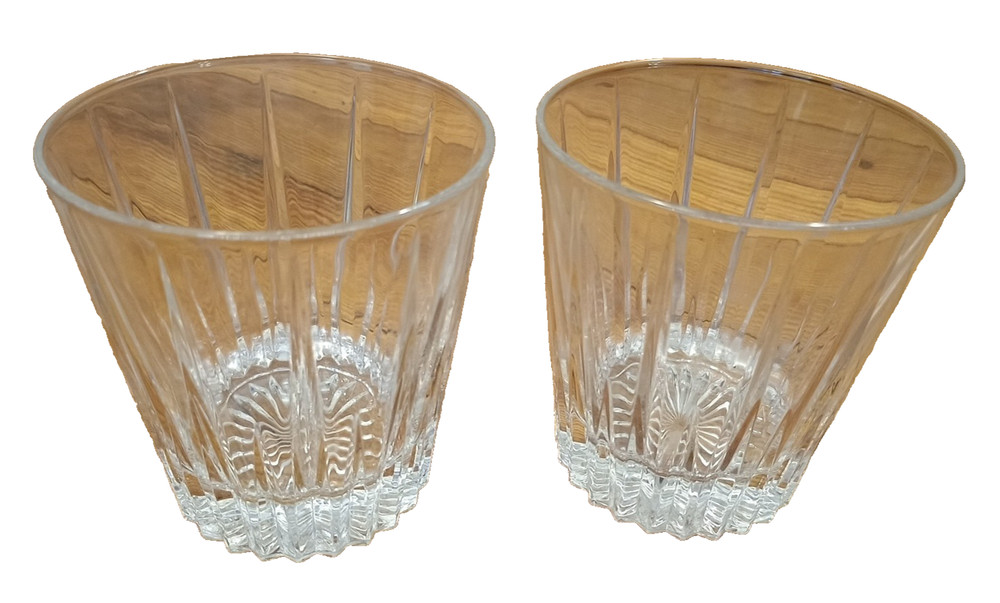 Vtg set lot 2 Beautiful Mikasa Crystal Starburst Double Old Fashioned Glasses