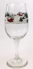 Libbey Winter Scene Glass Wine Vintage Christmas Holiday Winter Houses Tree Snow
