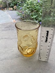 Set of 4 Vintage 70s Amber Anchor Hocking Heritage Honey Gold Juice Glasses, EUC