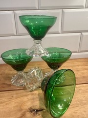 Anchor Hocking Burple Forest Green Stemmed 4” Desert Dish (Set Of 4)