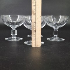 4 Vintage Wheat Etched Crystal Clear Stemmed Wine Glasses Frosted Etching